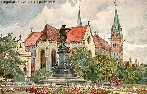 AK / Ansichtskarte Wagner_Richard_Kuenstler Augsburg Dom Siegesdenkmal Wagner_Richard_Kuenstler