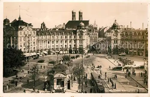 AK / Ansichtskarte Strassenbahn Muenchen Karlsplatz Rondell  Strassenbahn