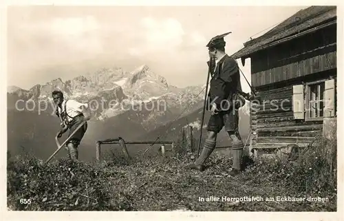 AK / Ansichtskarte Landwirtschaft Alm Sense Eckbauer droben Landwirtschaft