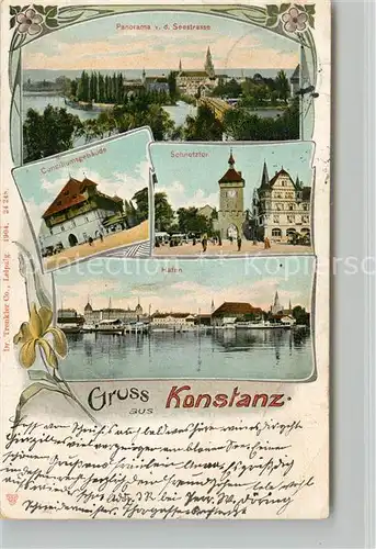 AK / Ansichtskarte Konstanz_Bodensee Panorama von der Seestrasse Cociliumsgebaeude Schnetztor Hafen Konstanz_Bodensee