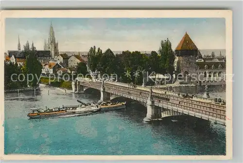 AK / Ansichtskarte Konstanz_Bodensee Konziliumsgebaeude Rheinbruecke Dampfer Muenster Rheintorturm Altstadt Konstanz_Bodensee