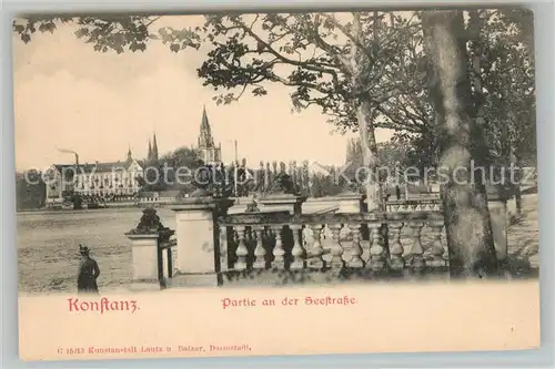 AK / Ansichtskarte Konstanz_Bodensee Partie an der Seestrasse Blick zum Muenster Konstanz_Bodensee
