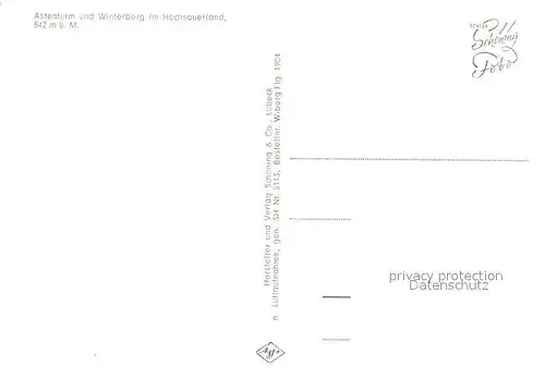 AK / Ansichtskarte Astenturm_Hochsauerland Fliegeraufnahme mit Winterberg  Astenturm_Hochsauerland