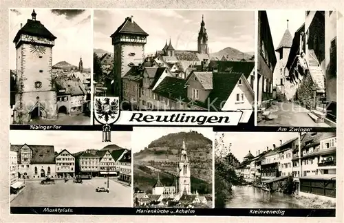 AK / Ansichtskarte Reutlingen_Tuebingen Marktplatz Marienkirche Zwinger Reutlingen Tuebingen