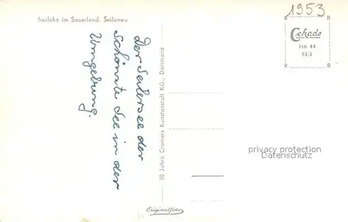 AK / Ansichtskarte Iserlohn Seilersee Iserlohn