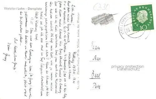 AK / Ansichtskarte Wetzlar Domplatz Wetzlar