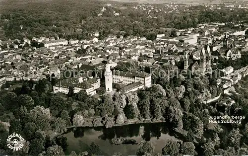 AK / Ansichtskarte Bad_Homburg Fliegeraufnahme Schloss Jugendherberge Haus Saalburg Bad_Homburg