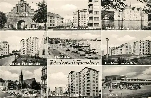 AK / Ansichtskarte Flensburg Suedermarkt Mprdertor Hochhaeuser an der Rude Flensburg