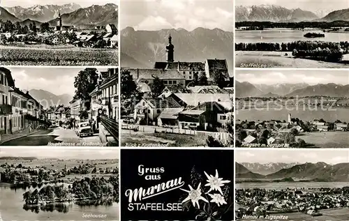 AK / Ansichtskarte Murnau_Staffelsee Hauptstrasse Krottenkopf Zugspitze Murnau_Staffelsee
