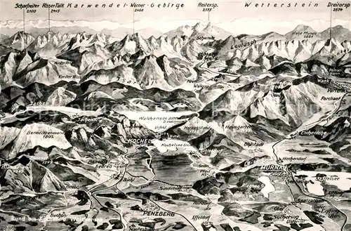 AK / Ansichtskarte Murnau_Staffelsee Ortungskarte Penzberg Kochel Leutasch Murnau_Staffelsee