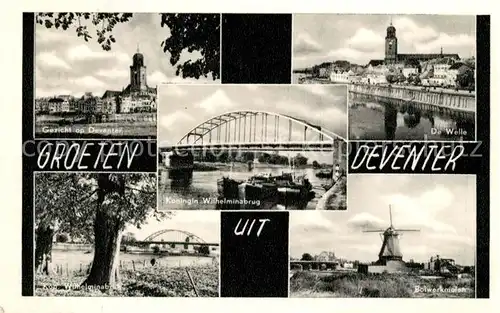 AK / Ansichtskarte Deventer Kon. Wilhelminabrug Bolwerkmolen Deventer