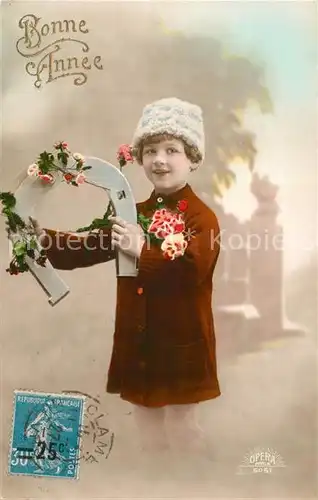 AK / Ansichtskarte Foto_Opera_Nr. 5051 Neujahr Kind Hufeisen Rosen  Foto_Opera_Nr.