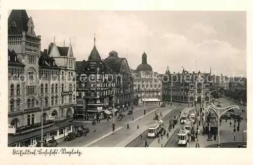 AK / Ansichtskarte Strassenbahn Duesseldorf Bahnhofs Vorplatz Strassenbahn