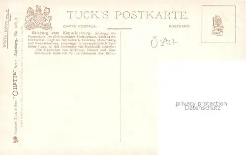 AK / Ansichtskarte Verlag_Tucks_Oilette_Nr. 625 B Salzburg vom Kapuzinerberg  Verlag_Tucks_Oilette_Nr.