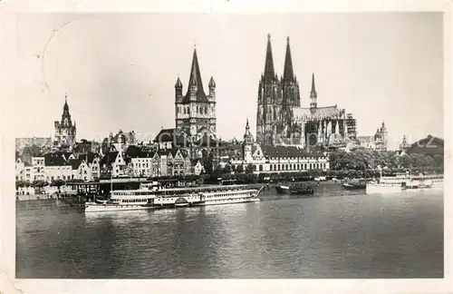 AK / Ansichtskarte Dampfer_Seitenrad Koeln Dom  Dampfer Seitenrad