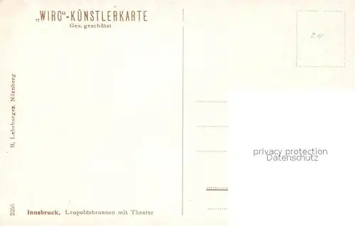 AK / Ansichtskarte Verlag_WIRO_Wiedemann_Nr. 2256 Innsbruck Leopoldsbrunnen Theater  Verlag_WIRO_Wiedemann_Nr.