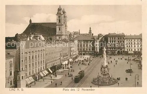 AK / Ansichtskarte Strassenbahn Linz Donau Platz des 12. November  Strassenbahn