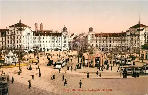 AK / Ansichtskarte Strassenbahn Muenchen Karlsplatz Rondell  Strassenbahn