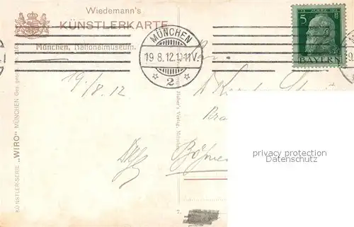 AK / Ansichtskarte Verlag_Wiedemann_WIRO_Nr. 2163 Muenchen Nationalmuseum  Verlag_Wiedemann_WIRO_Nr.