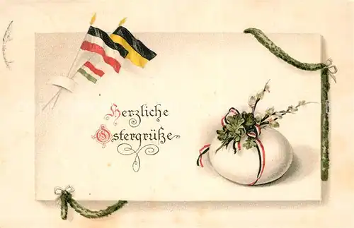 AK / Ansichtskarte Ostern_Easter_Paques Schwarz Weiss Rot Weidenkaetzchen Ei Litho Ostern_Easter_Paques