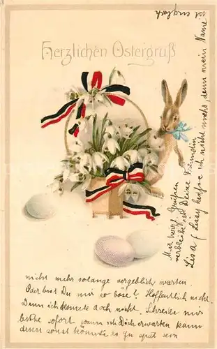 AK / Ansichtskarte Ostern_Easter_Paques Schwarz Weiss Rot Hase Schneegloeckchen Eier Litho Ostern_Easter_Paques