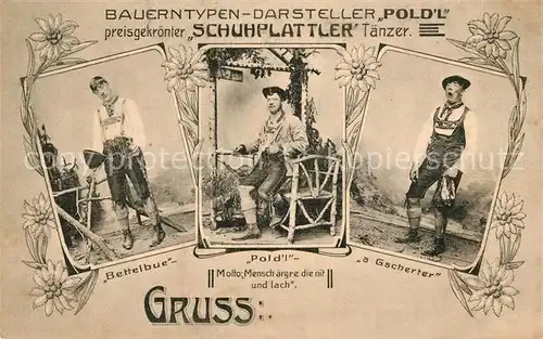 AK / Ansichtskarte Unterhaltung Bauerntypen Darsteller Pold l Schuhplattler Taenzer  Unterhaltung