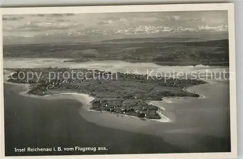 AK / Ansichtskarte Insel_Reichenau mit Alpen Fliegeraufnahme Insel Reichenau