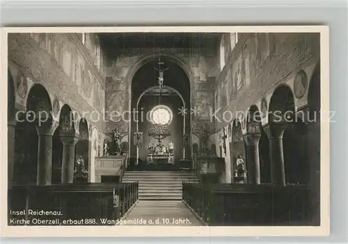 AK / Ansichtskarte Oberzell_Reichenau Kirche Innenansicht Wandgemaelde 10. Jhdt. Oberzell Reichenau