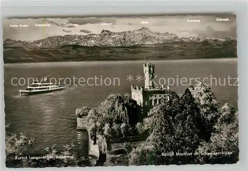AK / Ansichtskarte Langenargen_Bodensee Schloss Montfort mit Schweizer Alpen Langenargen Bodensee
