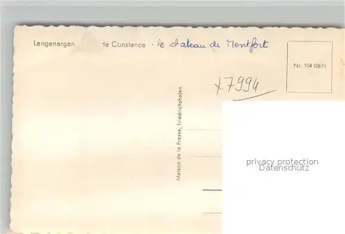 AK / Ansichtskarte Langenargen_Bodensee Uferpromenade Hotel Terrasse Schloss Montfort Langenargen Bodensee