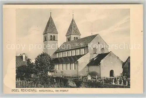 AK / Ansichtskarte Niederzell_Reichenau Kirche Friedhof 799 erbaut Niederzell Reichenau