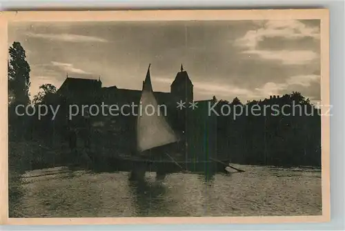 AK / Ansichtskarte Mittelzell Klosterkirche Segelboot Abendstimmung Mittelzell