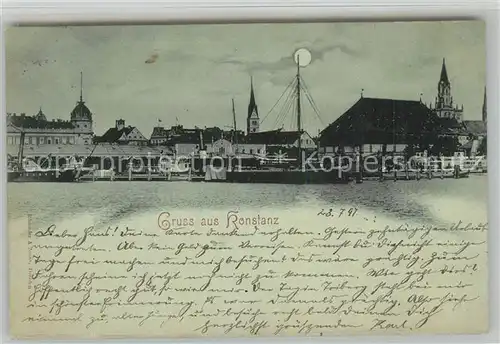 AK / Ansichtskarte Konstanz_Bodensee Hafen Altstadt Muenster im Mondschein Konstanz_Bodensee