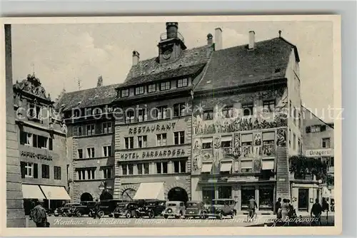AK / Ansichtskarte Konstanz_Bodensee Obermarkt mit Haus zum hohen Hafen und Hotel Barbarossa Historisches Gebaeude Konstanz_Bodensee