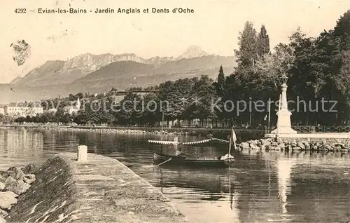 AK / Ansichtskarte Evian les Bains_Haute_Savoie Jardin Anglais et Dents d Oche Evian les Bains_Haute
