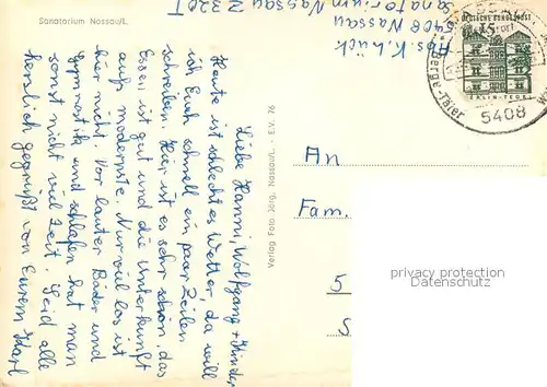 AK / Ansichtskarte Nassau_Lahn Sanatorium Nassau_Lahn