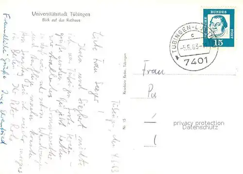 AK / Ansichtskarte Tuebingen Universitaetsstadt Rathaus Tuebingen