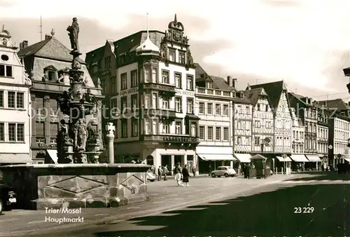 AK / Ansichtskarte Trier Hauptmarkt Brunnen Fachwerk Trier