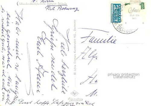 AK / Ansichtskarte Stuttgart Fliegeraufnahme Schwerbeschaedigtenheim Schloss Solitude Stuttgart