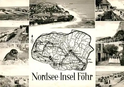 AK / Ansichtskarte Insel_Foehr Fliegeraufnahme Wyk Strand Friesinnen Strand Faehranleger Goting Kliff Insel_Foehr