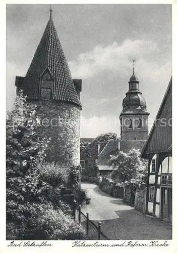 AK / Ansichtskarte Bad_Salzuflen Katzenturm und Reform Kirche Bad_Salzuflen