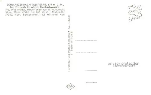 AK / Ansichtskarte Forbach_Baden Schwarzenbach Talsperre  Forbach_Baden