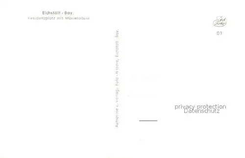 AK / Ansichtskarte Eichstaett_Oberbayern Residenzplatz Mariensaeule Eichstaett_Oberbayern