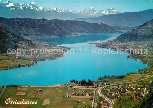 AK / Ansichtskarte Ossiach_Ossiachersee Fliegeraufnahme mit Julische Alpen Ossiach Ossiachersee