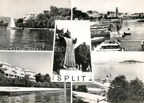 AK / Ansichtskarte Split_Spalato Teilansichten Bootshafen Monument Split_Spalato