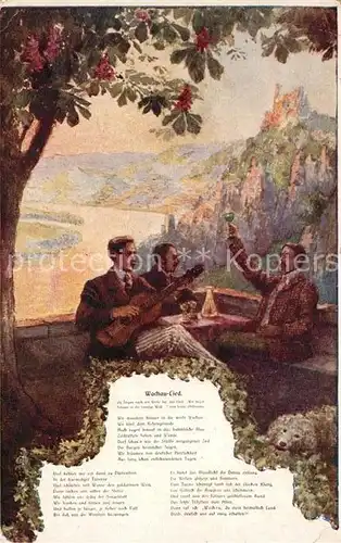 AK / Ansichtskarte Liederkarte Wachau Lied Maenner Wein Gitarre  Liederkarte