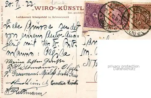 AK / Ansichtskarte Verlag_WIRO_Wiedemann_Nr. 2468 C Koenigsfeld Schwarzwald  Verlag_WIRO_Wiedemann_Nr.