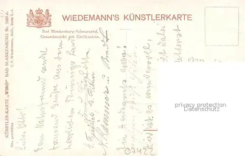 AK / Ansichtskarte Verlag_Wiedemann_WIRO_Nr. 2480 A Bad Blankenburg Schwarzatal Greifenstein Verlag_Wiedemann_WIRO_Nr.