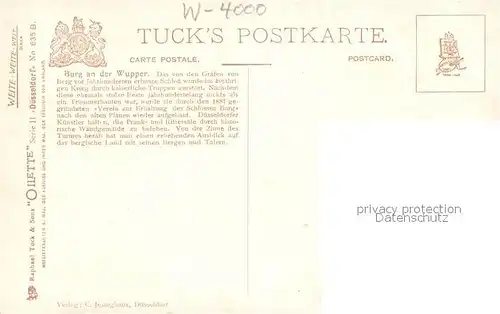 AK / Ansichtskarte Verlag_Tucks_Oilette_Nr. 635 B Burg an der Wupper Schloss Burg Charles E. Flower  Verlag_Tucks_Oilette_Nr.