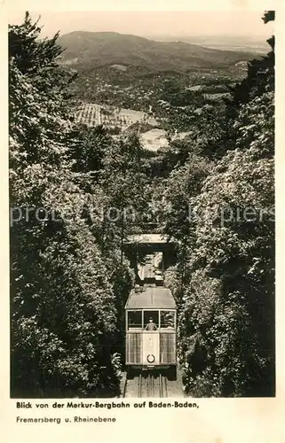 AK / Ansichtskarte Bergbahn Merkur Bergbahn Baden Baden Fremersberg  Bergbahn